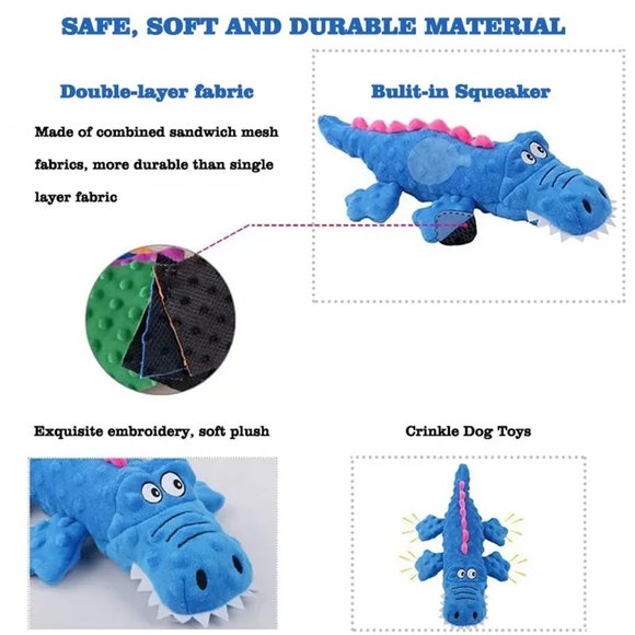 Crocodile Shape Soft Stuffed Plush Dog Chewing Toy - Picture 8 of 13